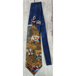 Beans McGee Men's Classic Pointed Popeye Neck Tie Navy Blue Brown Polyester 59"